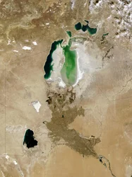 The Aral Sea, October 2008. Once the fourth largest inland sea, in southern Kazakhstan and northern Uzbekistan, it has divided into three bodies of water